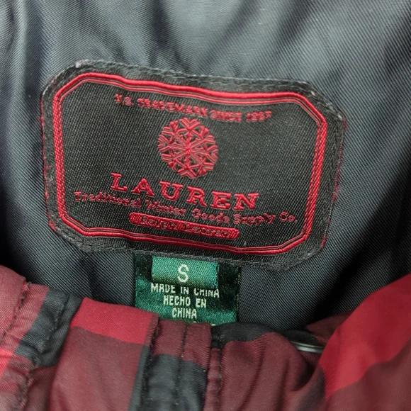 Lauren Ralph Lauren Buffalo Plaid Down Jacket Drawstring Waist Hood Faux… - Picture 4 of 17